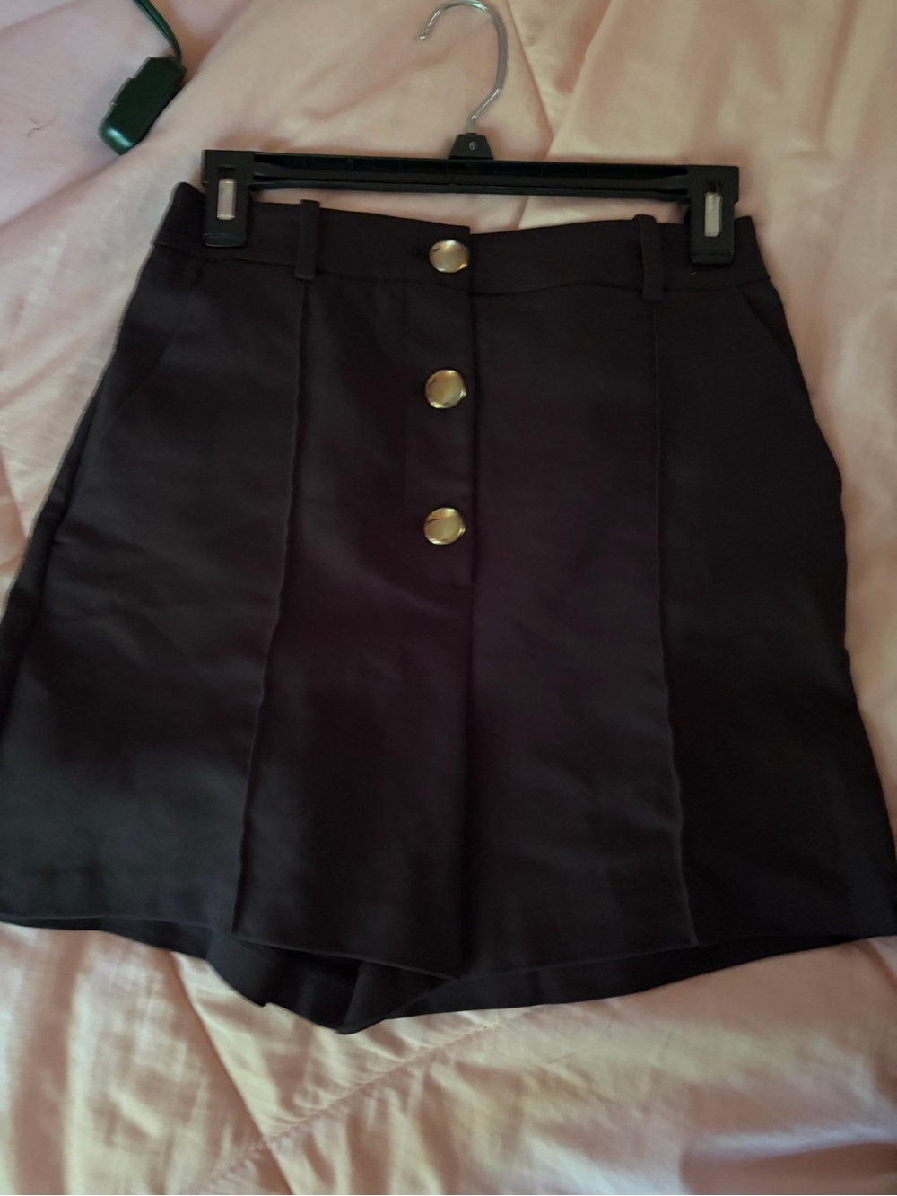 Zara Black Button-Front Mini Skort